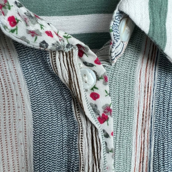 ODDY Tie-Front Multiple Pattern Blouse High Low Hem Size M - Picture 2 of 8